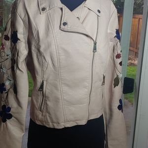 Embroidered moto jacket